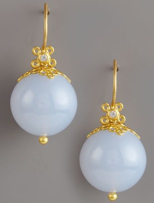 Sterling Silver 925 With Yellow Gold Plated Jewelry,Chalcedony Earrings