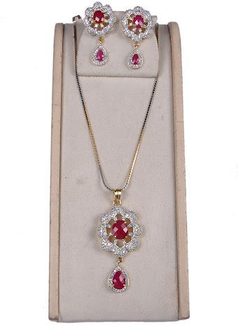 Red Stone Pendant Set