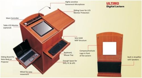 REAL TECH Aluminum Digital Podium, For Auditorium, Halls, Classrooms, Colleges, Color : Customised