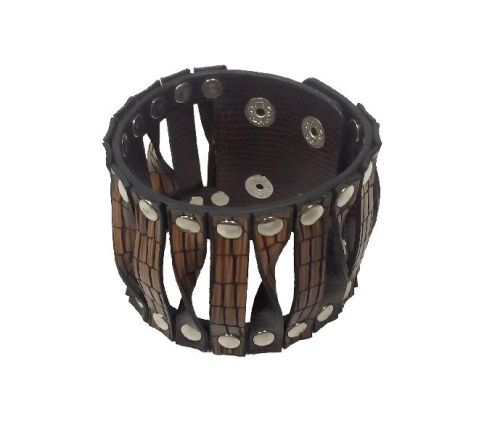 Essart PU Leather Men's Wrist Band-01-Tan