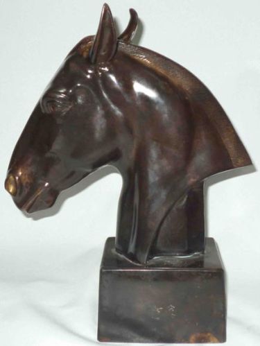 Non Printed Brass Antique Horse Face Sculpture, Color : Black
