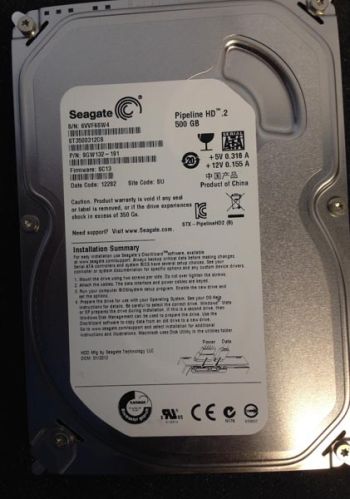 500gb SATA Seagate Hard Disk Drive, Model Number : ST3500312CS