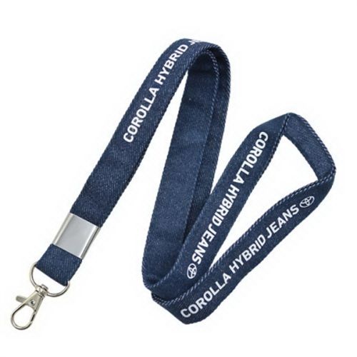 Polyester Blue Denim Custom Silkscreen Lanyards
