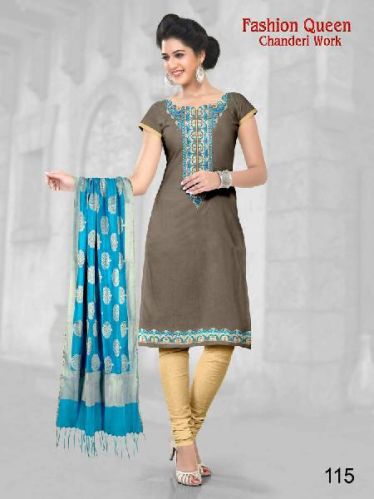 Women Pyor Chanderi Cotton Dress Material