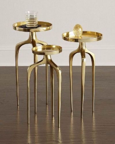 BRASS COFFEE TABLE ROUND WITH TOP GLASS