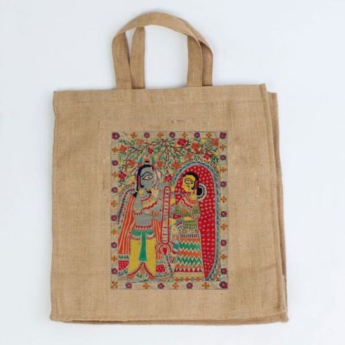 Jute Bags With Hand Printed