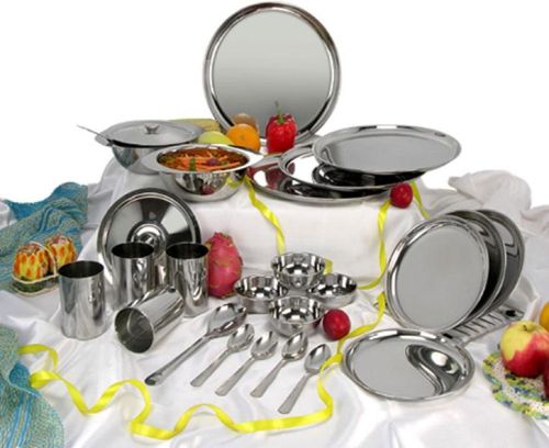 24 Piece Stainless Steel Dinner Set, For Home Use, Hotels, Pattern : Plain