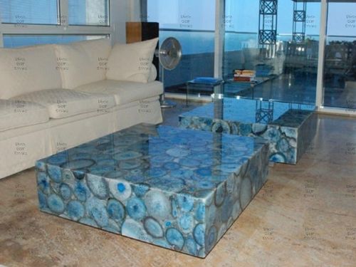 DGS Gemstone Blue Agate Center Table