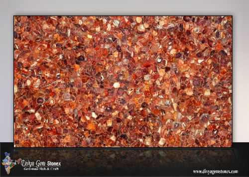 Rectangular Red Chalcedony Slab, Width : 7 Feet