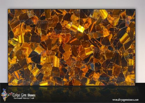 Rectangular Wild Tiger Eye Gold Slab, For Bathroom Use, Kitchen Use, Pattern : Plain, Printed