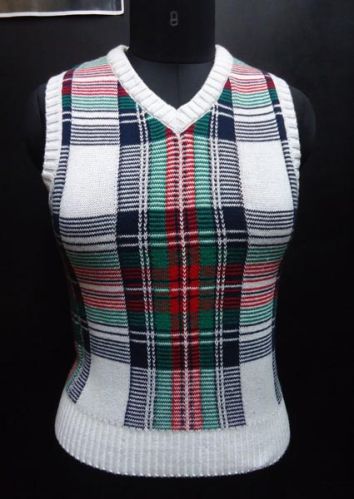 Checked Ladies Sleeveless Sweater, Size : M, XL