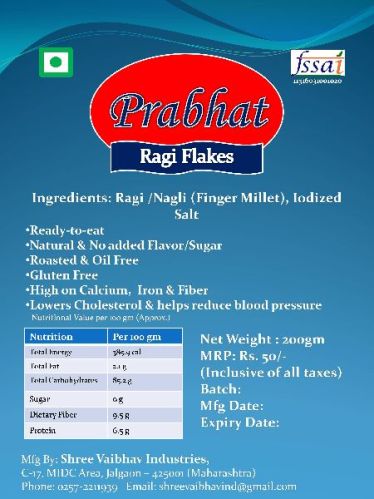 Crunchy Ragi (Finger Millet) Flakes, For Breakfast Cereal, Feature : Energetic, Good Quality, Healthy To Eat