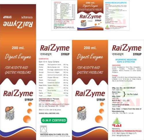 Raizyme Syrup and Drop, Form : Stripes, Plastic Bottle