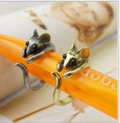 Stainless Steel Mischievous Mouse Ring, Shape : Round