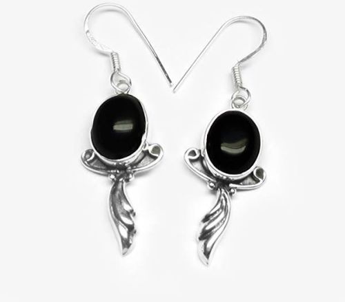 3.4 Gm Black Onyx Gemstone 925 Sterling Silver Earring