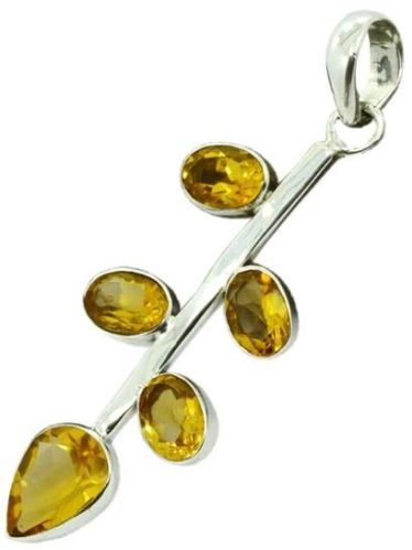 4.3 GM Citrine Gem Stone 925 Sterling Original Silver Pendant