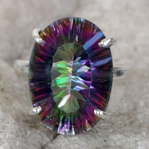 6.3 Gm Mystic Quartz Gemstone 925 Sterling Original Silver Ring