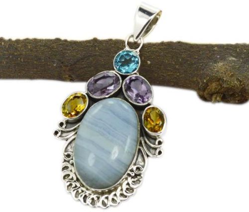 Devmuktijewels.com Blue Topaz Gemstone Pendant