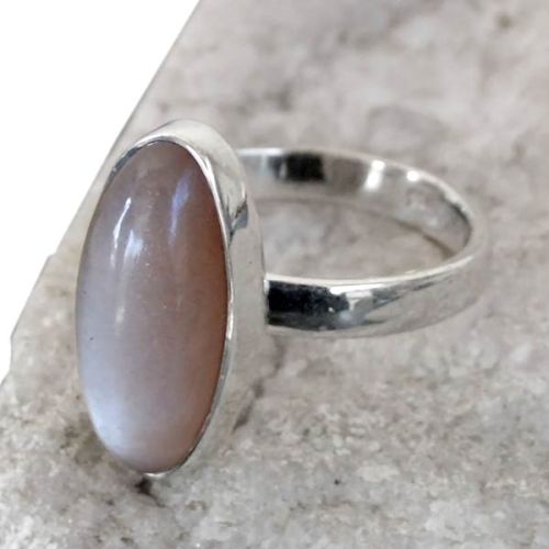 4.6 GM Gray Moonstone Gem Stone 925 Sterling Original Silver Ring