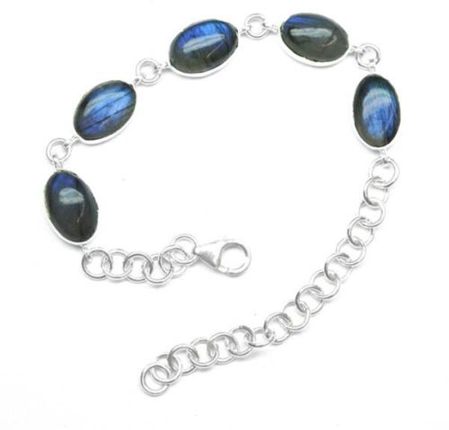 Labradorite Gemstone 925 Sterling Silver Bracelet