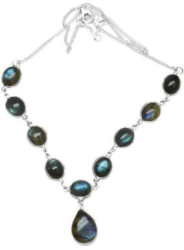 Labradorite Gem Stone 925 Sterling Silver Necklace