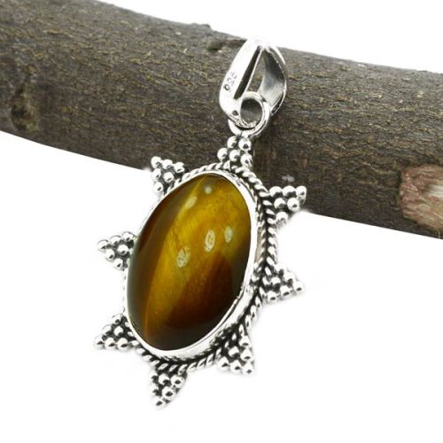 Star Tiger Eye Gemstone 925 Sterling Silver Pendant