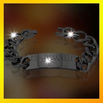 Black Link Titanium Charm Bracelet