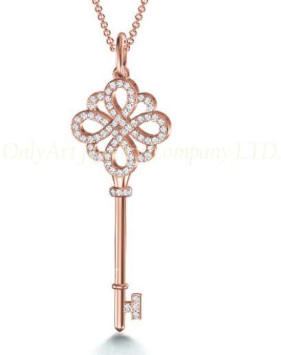 Elegant 925 Sterling Silver Rose Gold Plating Key Pendant