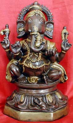 Brass Ganesh With Double Colours Statue