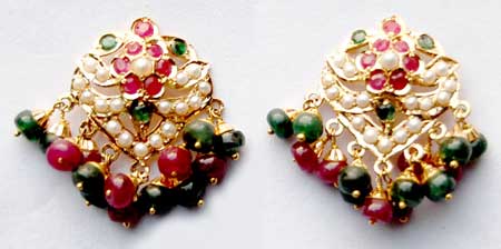 Stone Studded Earrings (Square Shape)