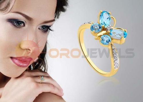 Gold Plated Butterfly Gemstone Rings