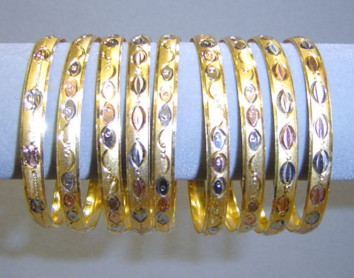 Threetone Plated Diamond Cut Bangles