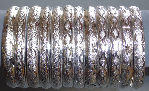 Threetone Plated Diamond Cut Bangles