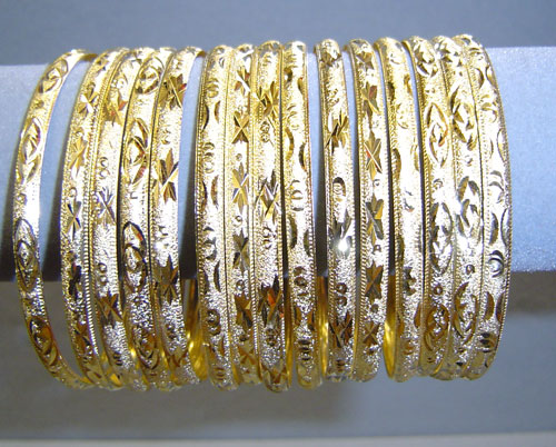 Threetone Plated Diamond Cut Bangles