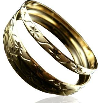 Threetone Plated Diamond Cut Bangles. DTBG000391 A