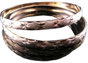 Threetone Plated Diamond Cut Bangles. DTBG000402 A