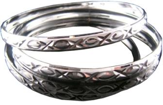 Threetone Plated Diamond Cut Bangles. DTBG000406 A