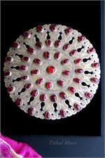 Silver; Gold gild; Glass beads Large Pendant 6 inches diameter