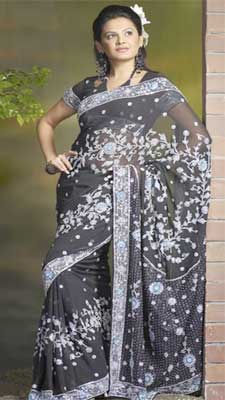 Manya 1114 Black Georgette Saree