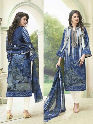 Glace Cotton Print With Embroidery Suit