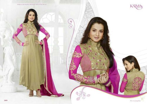 Karma - Back By Popular Demand - Exclusive Designer Semi Stitched Long Straight Suits