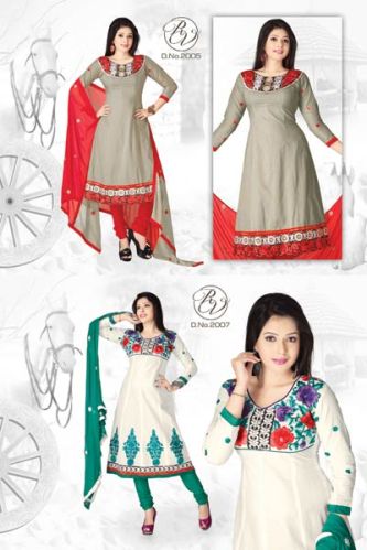 Camric Cotton Material Top With Embroidery Work Dress Material