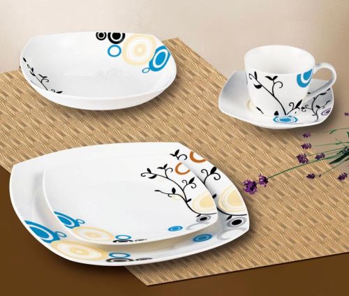 Porcelain Dinner Set, Shape : square, Packaging Type : white