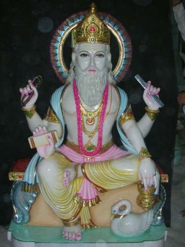 Polished Marble Vishwakarma Statue, For Home, Office, Style : Antique