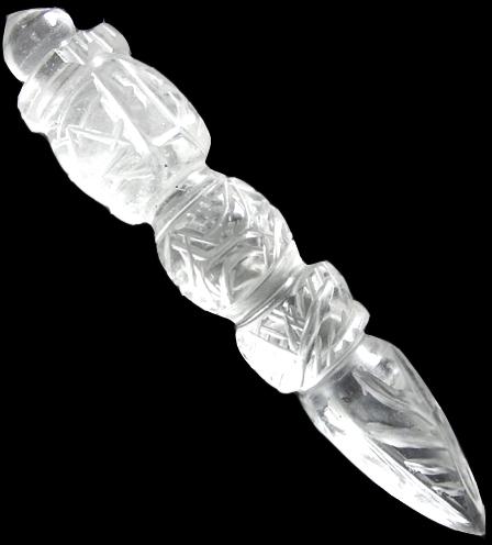 Gemstone Dorje Carving, Crystal Quartz Phurba