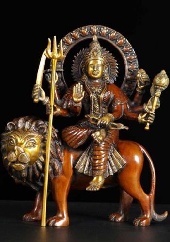 Polished Brass Durga Mata Statue, For Dust Proof, Dust Resistance, Heat Resistance, Style : Antique
