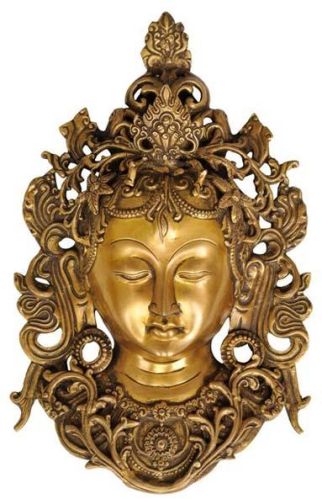 Brass Tara Devi Face Wall Hangings, Dimension : 12 Inches