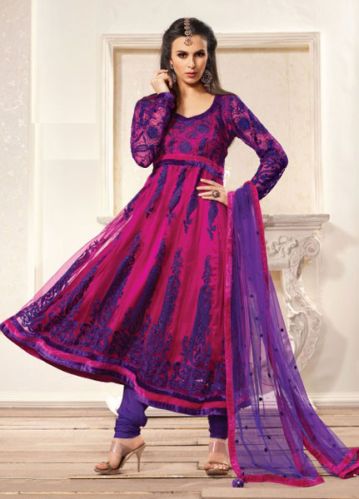 Embroidery Suits, Color : Purple