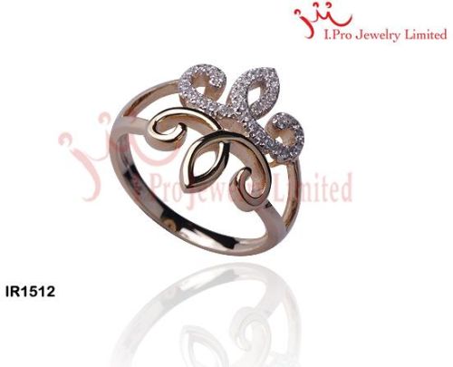 High Polished Flower Shaped Micro Pave White Zircon Yellow Gold Plated 925 Sterling Silver Ring