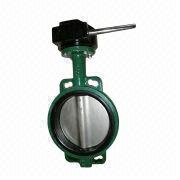 Wafer Type Butterfly Valve Wormgear Operator Four Holes With Pin